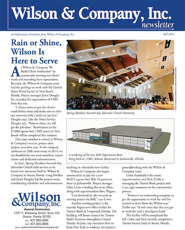 Wilson & Company Fall 2014 newsletter
