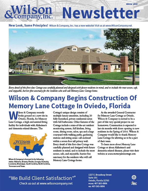 Wilson & Company Winter 2016 newsletter